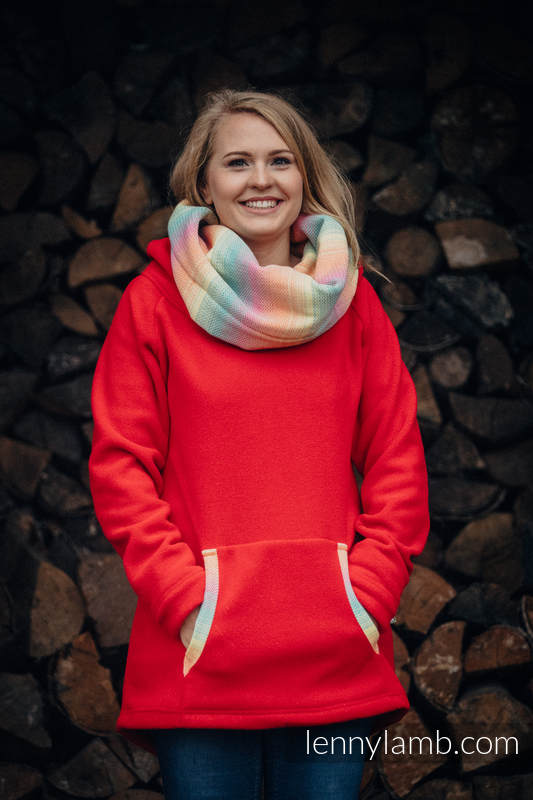 Fleece Pullover - Größe XL - rot mit Little Herringbone Imagination #babywearing