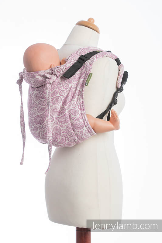 Nosidło Klamrowe ONBUHIMO z tkaniny żakardowej (100% bawełna), rozmiar Standard - PAISLEY PURPURA z KREMEM #babywearing