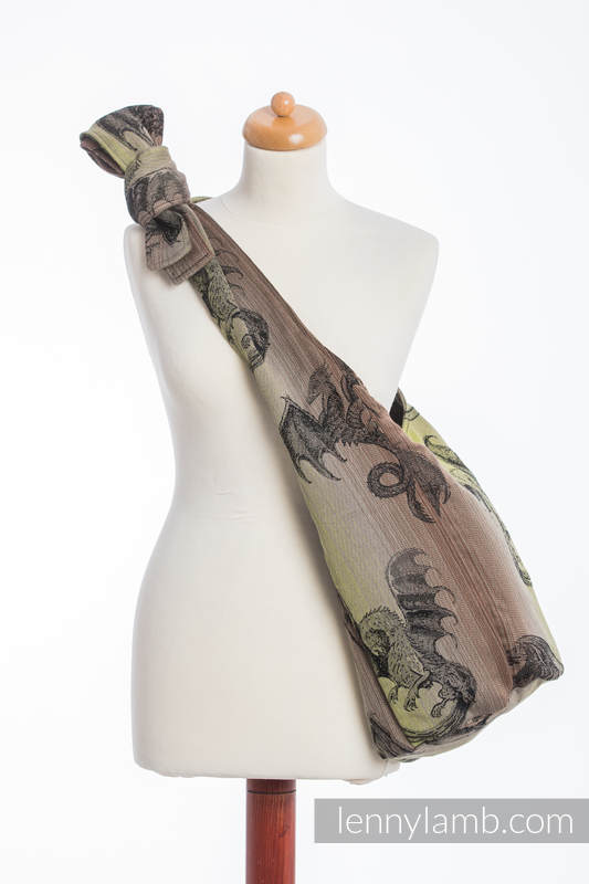 Hobo Bag made of woven fabric, 100% cotton - DRAGON GREEN & BROWN #babywearing