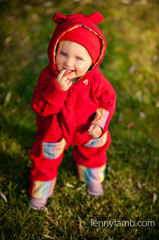 Kombinezon Polarowy - rozmiar 86 - czerwony z Tęczą #babywearing