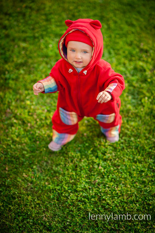 Kombinezon Polarowy - rozmiar 86 - czerwony z Tęczą #babywearing