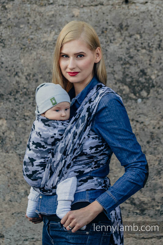 Fular, tejido jacquard (100% algodón) - GRIS CAMO - talla XL #babywearing