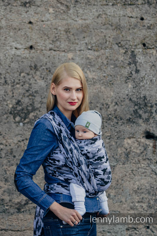 Fular, tejido jacquard (100% algodón) - GRIS CAMO - talla L #babywearing