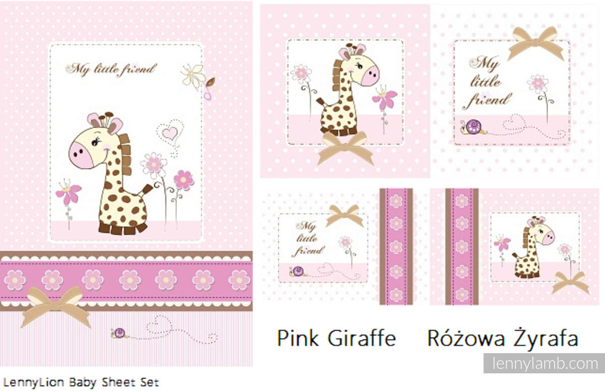 Pościel dla dzieci - Różowa Żyrafa (poszewka na kołdrę 90x120cm, poszewka na poduszkę 40x60cm, jasiek 40x40cm) #babywearing