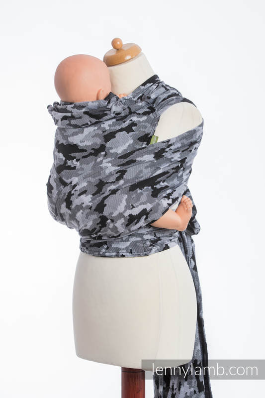 WRAP-TAI portabebé Mini con capucha/ jacquard sarga/100% algodón/ GRIS CAMO  #babywearing