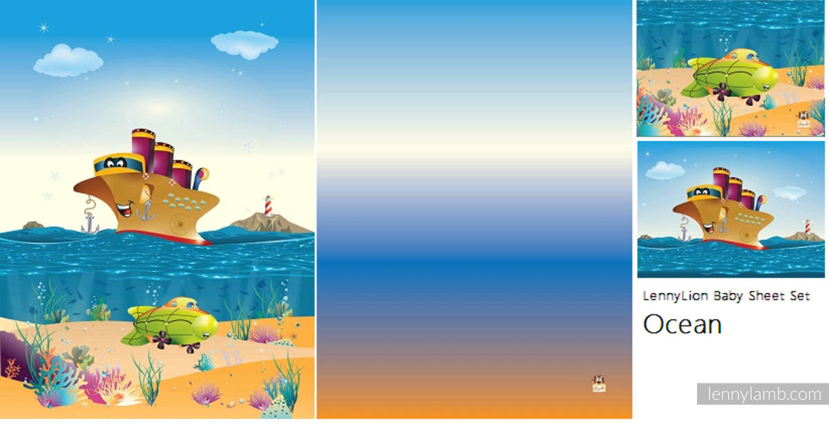 Pościel dla dzieci - Ocean (poszewka na kołdrę  100x130cm, poszewka na poduszkę 40x60cm, jasiek 40x40cm) #babywearing