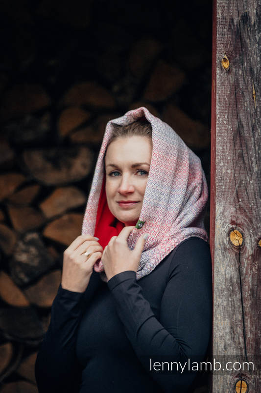 Kamin/Schal aus gewebtem Stoff  und Fleece - LITTLE LOVE - HAZE und ROT (grad B) #babywearing