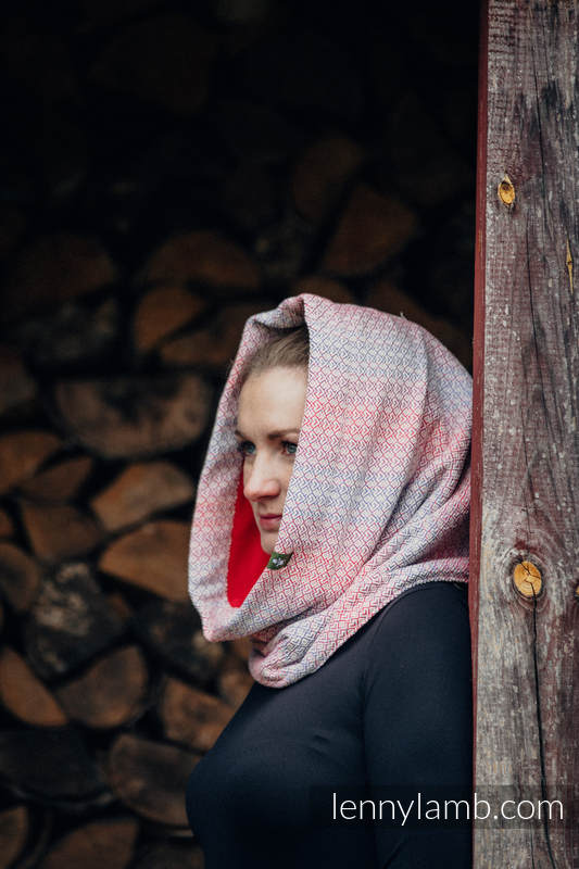 Snood Scarf with Fleece - LITTLE LOVE - HAZE & RED (grade B) #babywearing