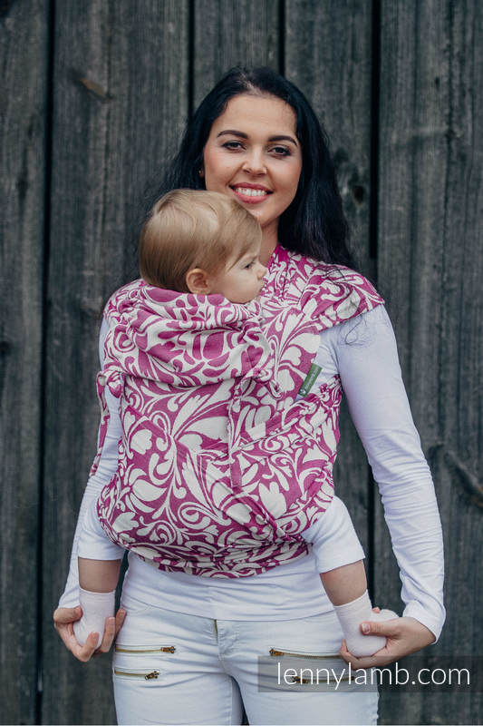WRAP-TAI carrier Toddler with hood/ jacquard twill / 100% cotton / TWISTED LEAVES CREAM & PURPLE #babywearing