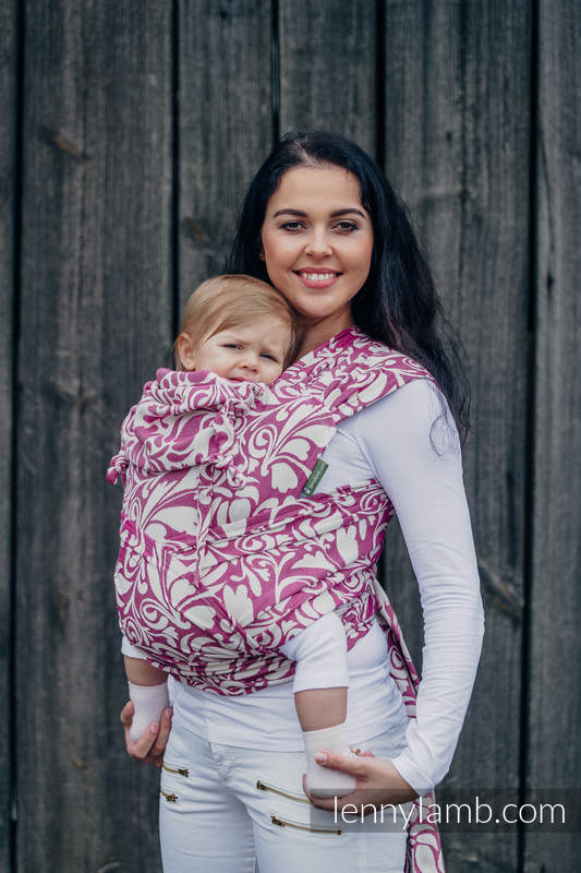 WRAP-TAI carrier Toddler with hood/ jacquard twill / 100% cotton / TWISTED LEAVES CREAM & PURPLE #babywearing