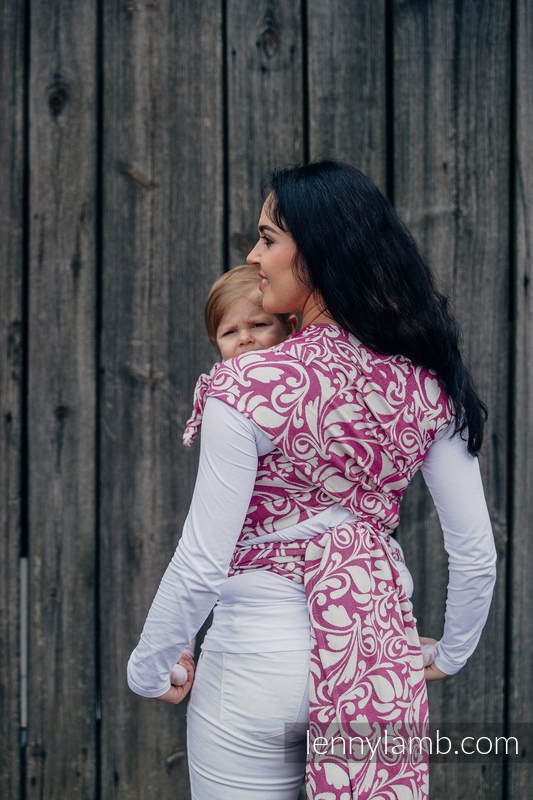 WRAP-TAI carrier Toddler with hood/ jacquard twill / 100% cotton / TWISTED LEAVES CREAM & PURPLE (grade B) #babywearing