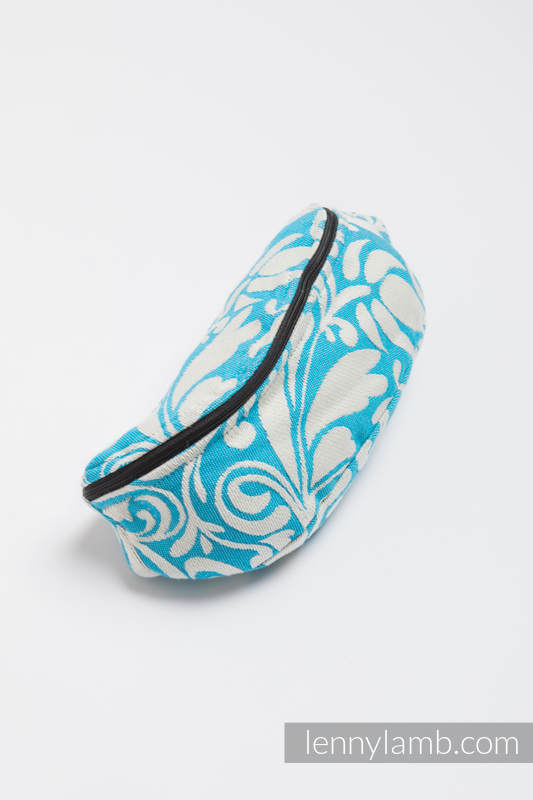 Waist Bag made of woven fabric, (100% cotton) - TWISTED LEAVES CREAM & TURQUOISE  #babywearing