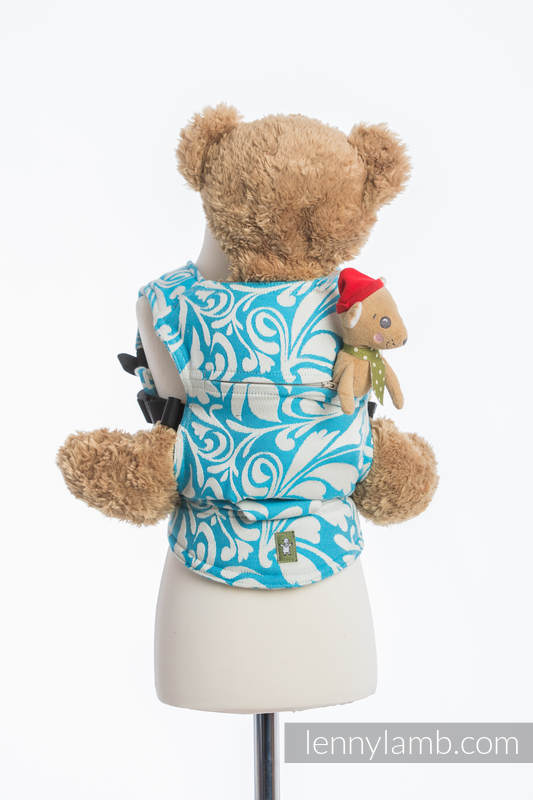 Doll Carrier made of woven fabric, 100% cotton  - TWISTED LEAVES CREAM & TURQUOISE  #babywearing