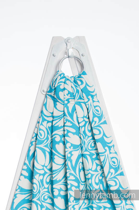 Ringsling, Jacquard Weave (100% cotton) - TWISTED LEAVES CREAM & TURQUOISE  - long 2.1m #babywearing