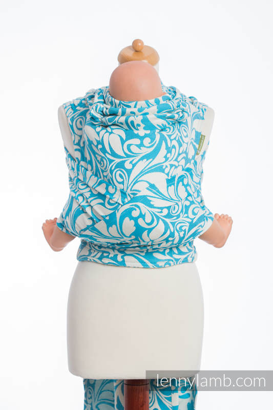 WRAP-TAI carrier Mini with hood/ jacquard twill / 100% cotton / TWISTED LEAVES CREAM & TURQUOISE  #babywearing