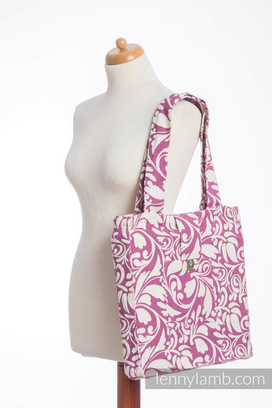 Shoulder bag made of wrap fabric (100% cotton) - TWISTED LEAVES CREAM & PURPLE - standard size 37cmx37cm #babywearing
