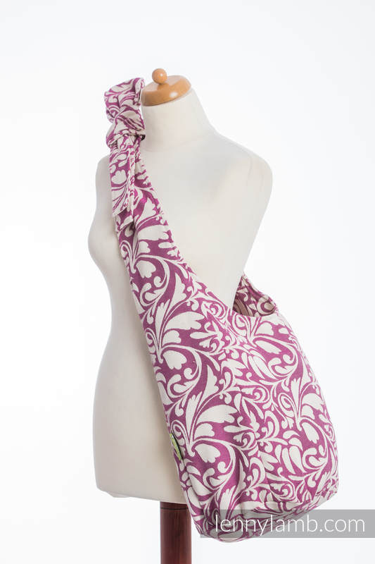 Hobo Bag made of woven fabric, 100% cotton - TWISTED LEAVES CREAM & PURPLE #babywearing