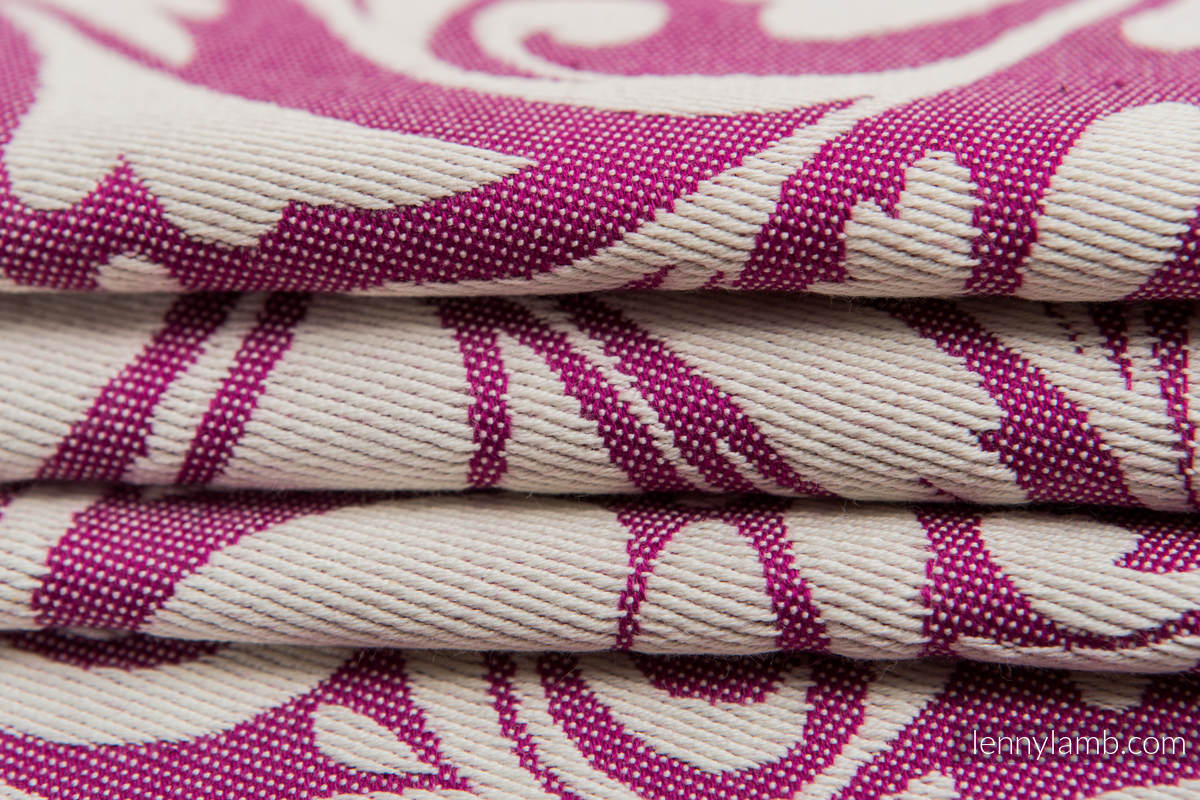 Baby Wrap, Jacquard Weave (100% cotton) - TWISTED LEAVES CREAM & PURPLE - size XL #babywearing