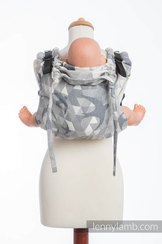 Nosidło Klamrowe ONBUHIMO z tkaniny żakardowej (80% Bawełna 14% Len 6% Jedwab Tussah), rozmiar Standard - JASKÓŁKI SZARE #babywearing