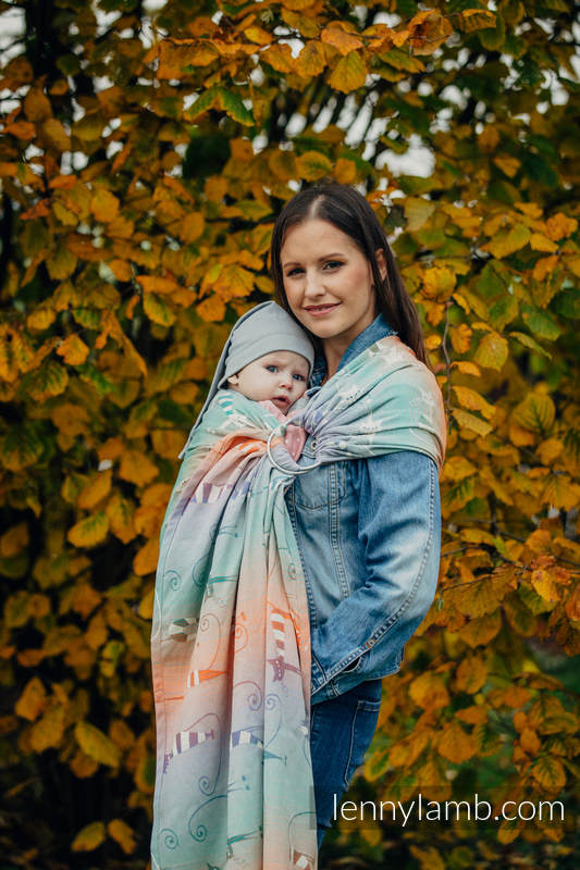 Ringsling, Jacquard Weave (100% cotton) - with gathered shoulder - PLAYFUL CATS - long 2.1m #babywearing