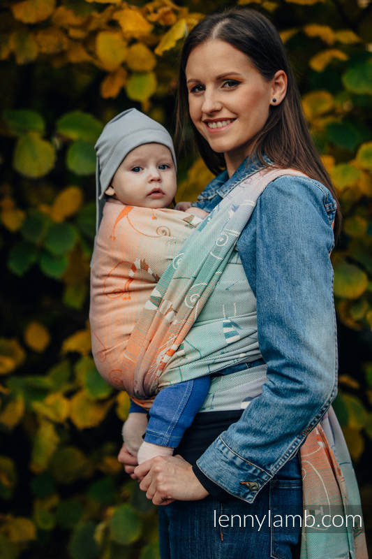 Żakardowa chusta do noszenia dzieci, bawełna - FIGLARNE KOTY - rozmiar S #babywearing