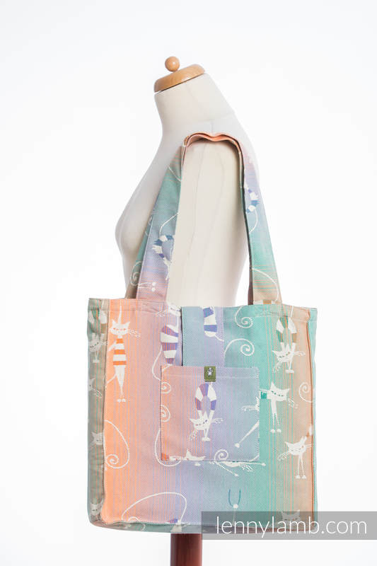 Shoulder bag made of wrap fabric (100% cotton) - PLAYFUL CATS - standard size 37cmx37cm #babywearing