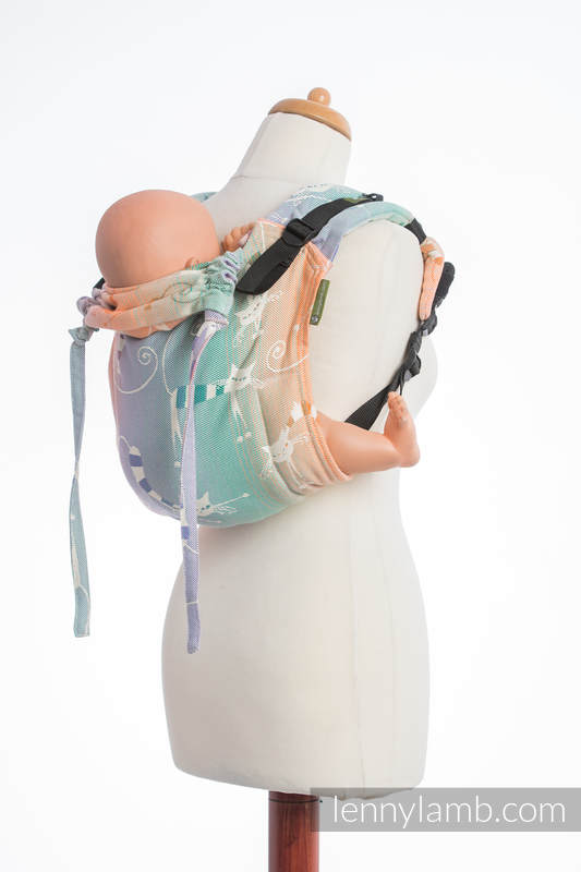 Lenny Buckle Onbuhimo baby carrier, standard size, jacquard weave (100% cotton) - from PLAYFUL CATS (grade B) #babywearing