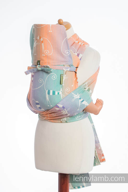 Mei Tai carrier Toddler with hood/ jacquard twill / 100% cotton / PLAYFUL CATS (grade B) #babywearing