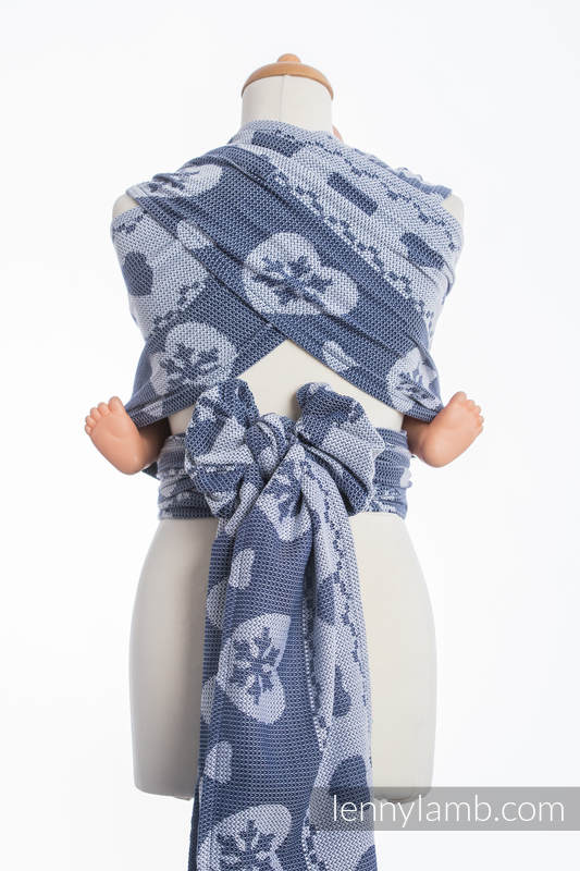 WRAP-TAI carrier Toddler with hood/ jacquard twill / 80% cotton, 20% merino wool / WARM HEARTS NAVY BLUE & WHITE #babywearing