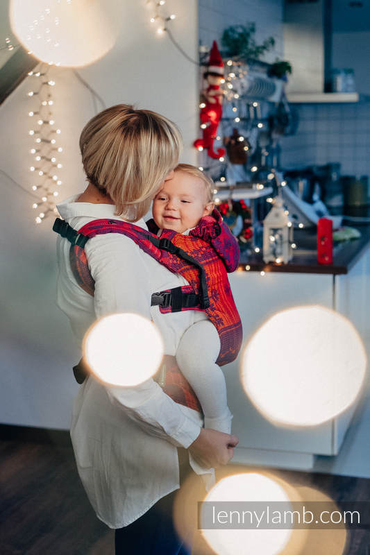 Ergonomic Carrier, Toddler Size, jacquard weave 100% cotton - WARM HEARTS WITH CINNAMON  - Second Generation #babywearing