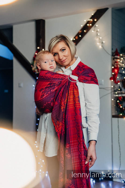 Ringsling, Jacquard Weave (100% cotton) - with gathered shoulder - WARM HEARTS WITH CINNAMON  - long 2.1m #babywearing