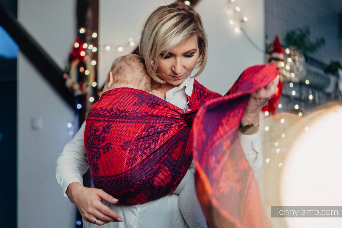 Ringsling, Jacquard Weave (100% cotton) - with gathered shoulder - WARM HEARTS WITH CINNAMON  - long 2.1m #babywearing
