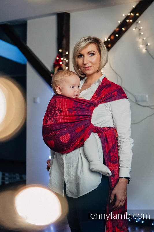 Żakardowa chusta do noszenia dzieci, bawełna - GORĄCE SERCA Z CYNAMONEM - rozmiar XS #babywearing