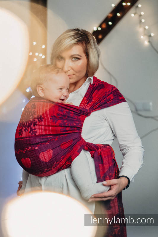 Żakardowa chusta do noszenia dzieci, bawełna - GORĄCE SERCA Z CYNAMONEM - rozmiar XL #babywearing
