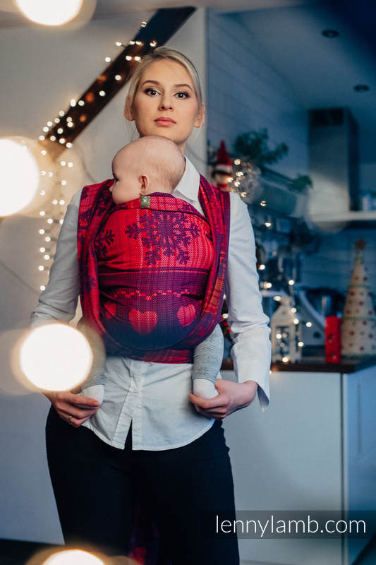Żakardowa chusta do noszenia dzieci, bawełna - GORĄCE SERCA Z CYNAMONEM - rozmiar XS #babywearing