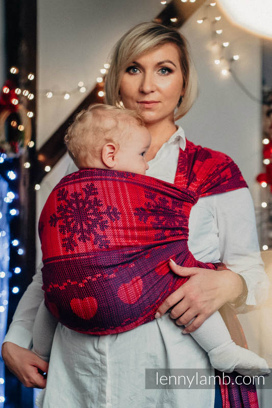 Żakardowa chusta do noszenia dzieci, bawełna - GORĄCE SERCA Z CYNAMONEM - rozmiar S #babywearing