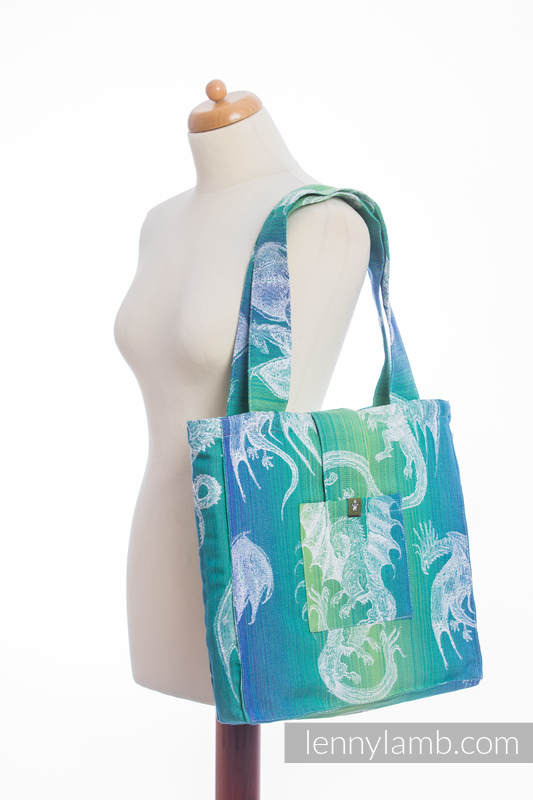 Shoulder bag made of wrap fabric (100% cotton) - DRAGON GREEN & BLUE - standard size 37cmx37cm #babywearing