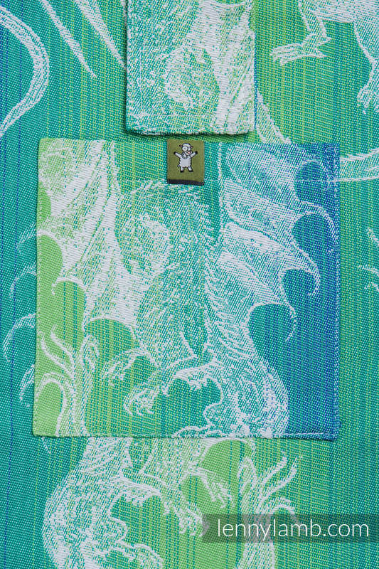 Bolso hecho de tejido de fular (100% algodón) - DRAGON VERDE & AZUL - talla estándar 37 cm x 37 cm #babywearing