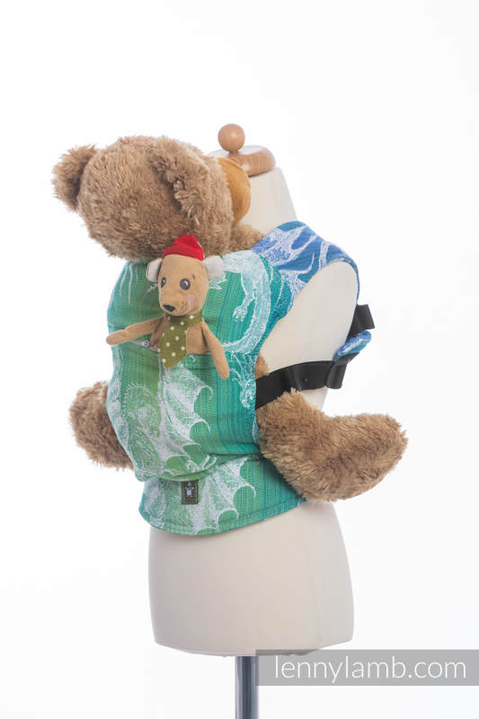 Doll Carrier made of woven fabric, 100% cotton  - DRAGON GREEN & BLUE  #babywearing