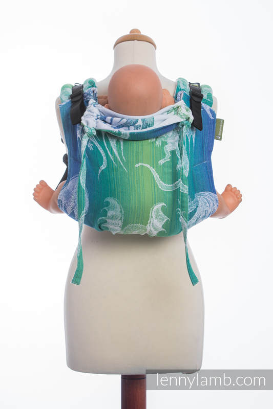 Lenny Buckle Onbuhimo baby carrier, standard size, jacquard weave (100% cotton) - DRAGON GREEN & BLUE  #babywearing