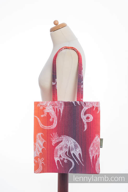 Shopping bag made of wrap fabric (100% cotton) - DRAGON ORANGE & RED #babywearing