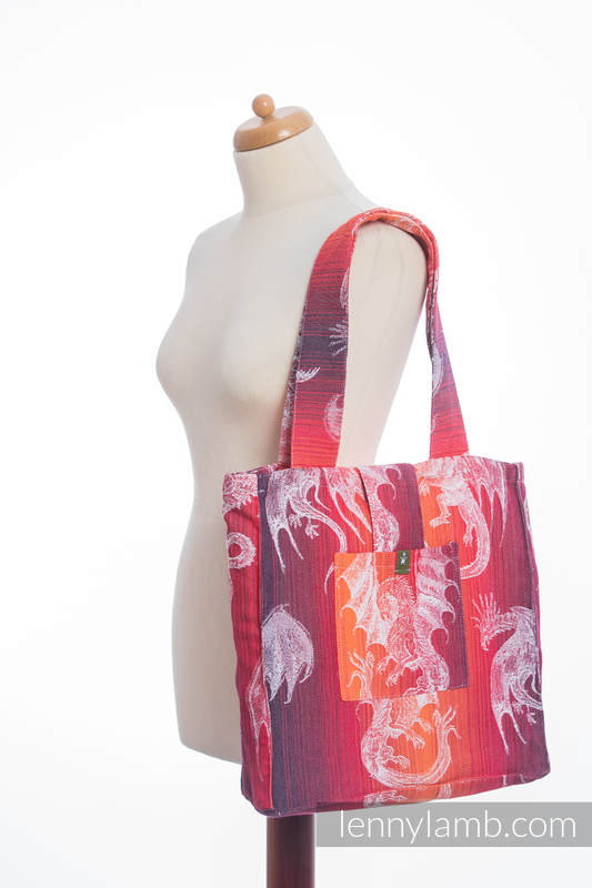 Shoulder bag made of wrap fabric (100% cotton) - DRAGON ORANGE & RED - standard size 37cmx37cm #babywearing