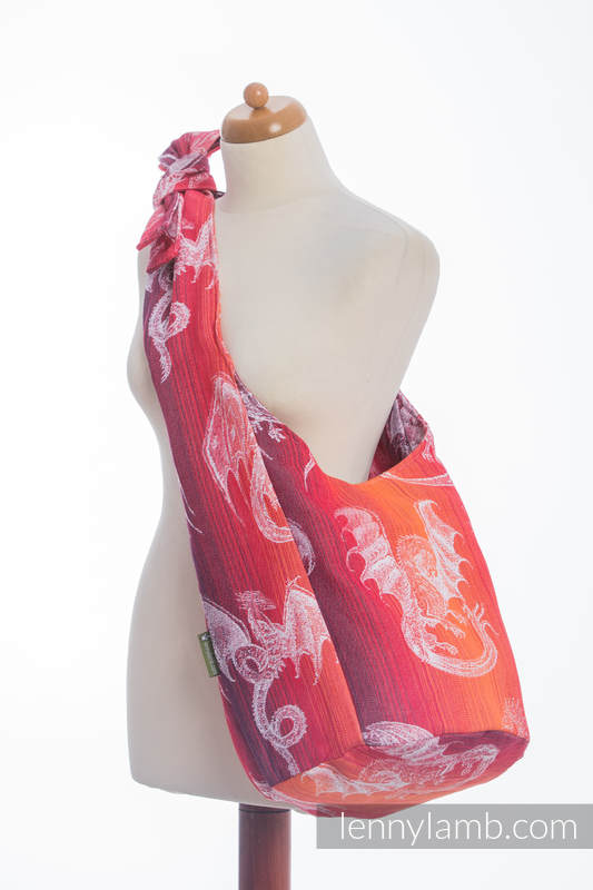 Hobo Bag made of woven fabric, 100% cotton - DRAGON ORANGE & RED #babywearing
