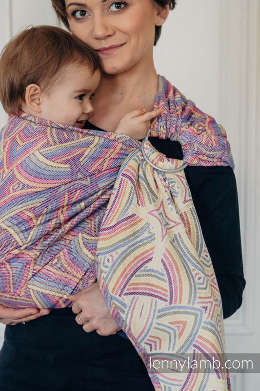 Żakardowa chusta kółkowa do noszenia dzieci, bawełna, ramię bez zakładek - ILUMINACJA LIGHT  - long 2.1m #babywearing