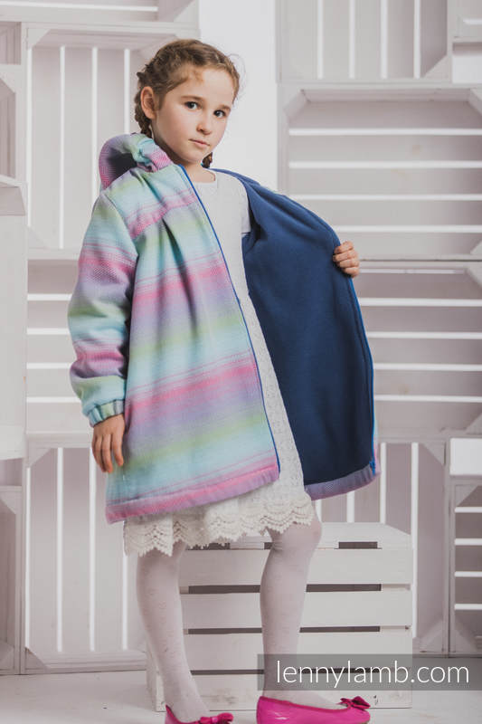 Girls Coat - size 134 - LITTLE HERRINGBONE IMPRESSION with Blue #babywearing