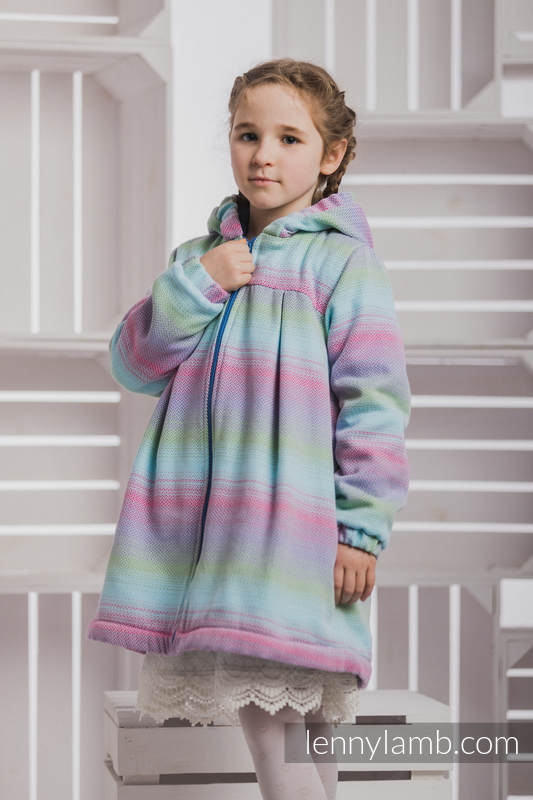 Girls Coat - size 110 - LITTLE HERRINGBONE IMPRESSION with Blue #babywearing