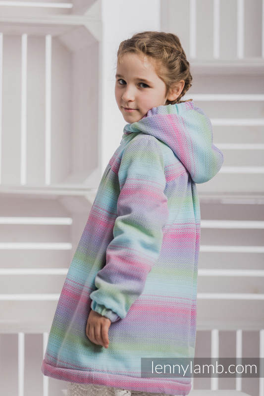 Girls Coat - size 122 - LITTLE HERRINGBONE IMPRESSION with Blue #babywearing