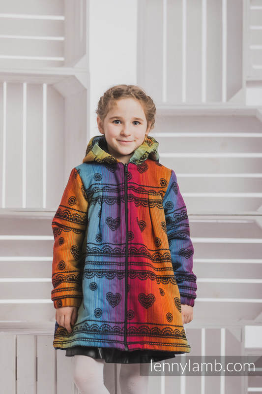Mantel für  Mädchen - Größe 134 - RAINBOW LACE DARK und Schwarz #babywearing