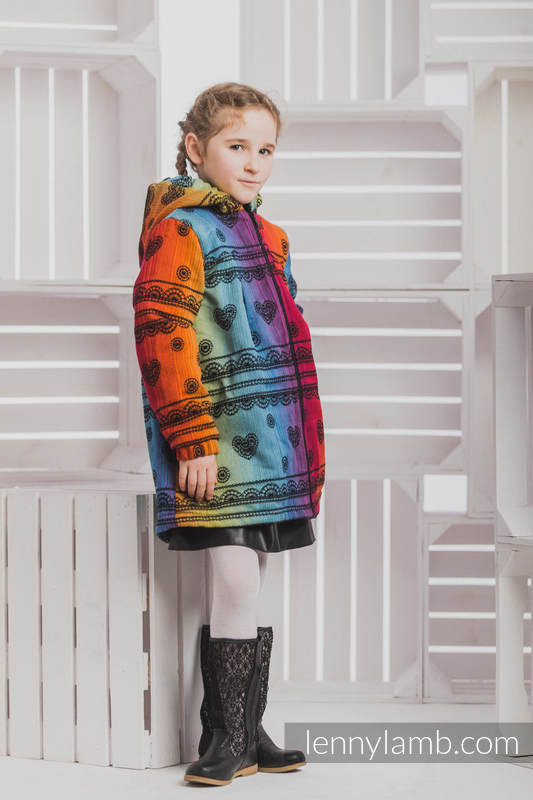 Manteau pour filles - taille 122 - RAINBOW LACE DARK avec Noir #babywearing