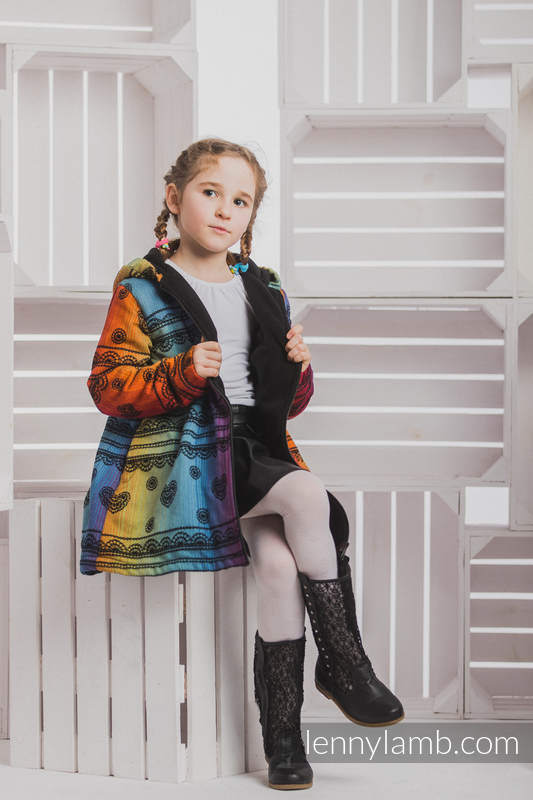 Manteau pour filles - taille 128 - RAINBOW LACE DARK avec Noir #babywearing